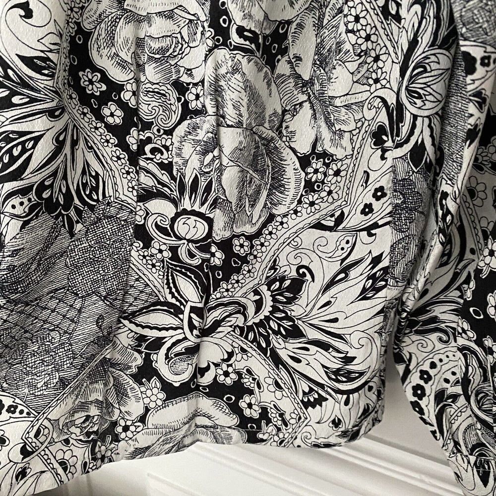Vintage LAURA & JAYNE Button Up Blouse Secretary Paisley Black White Size 12 - Picture 5 of 12